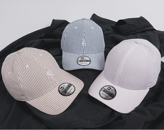 Kšiltovka New Era Seersucker New York Yankees 9FORTY Strapback Khaki / Optic White