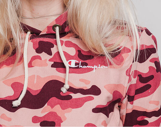 Dámská Mikina S Kapucí Champion Classic Mini Logo Embroidered Pink Camo