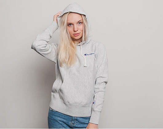 Dámská Mikina S Kapucí Champion Classic Mini Logo Chest Embroidered Grey
