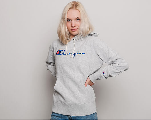 Dámská Mikina S Kapucí Champion Classic Logo Embroidered Grey