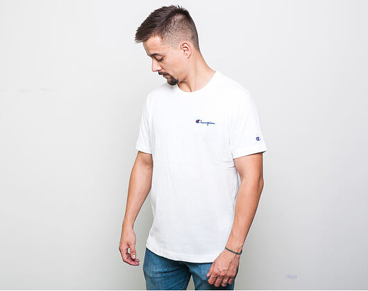 Triko Champion Crewneck T-Shirt Classic Logo Small Text White