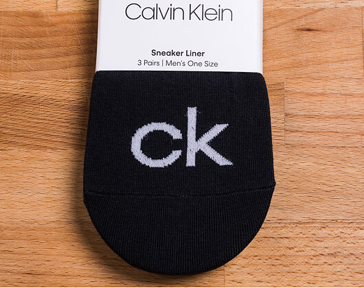 Ponožky Calvin Klein Logo Liner Black 3 Pack ECA343-00