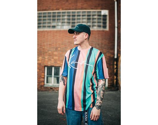 Triko Karl Kani Signature Stripe Tee 6060595 Turquoise/Black/Blue/Pink