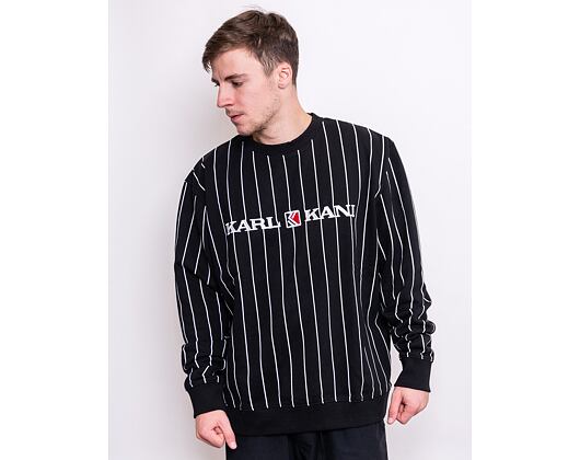 Mikina Karl Kani Retro Pinstripe Crew Black - 6090618