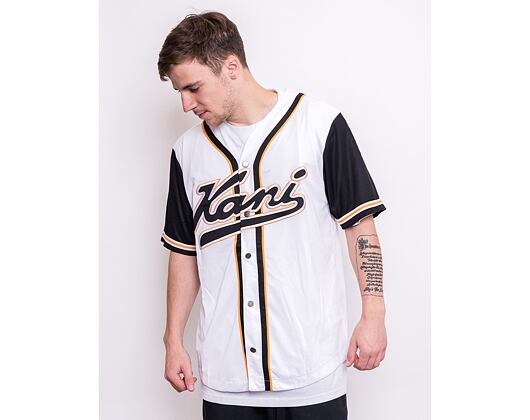 Dres Karl Kani Varsity Block Baseball Shirt White/Black/Orange - 6035404