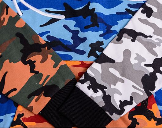 Mikina Karl Kani Signature Block Camo Hoodie Black/Blue - 6092651