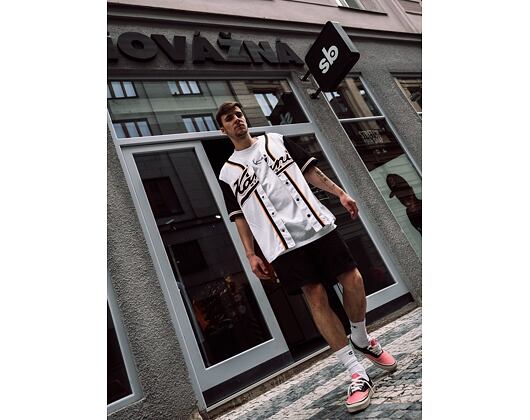 Dres Karl Kani Varsity Block Baseball Shirt White/Black/Orange - 6035404