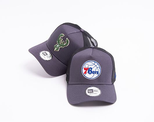 Kšiltovka New Era 9FORTY A-FRAME Trucker NBA Dark Base Team Milwaukee Bucks Graphite