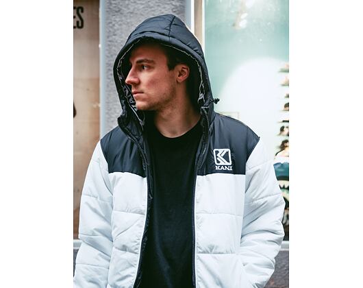 Bunda Karl Kani OG Hooded Block Puffer Jacket White/Black 6076499