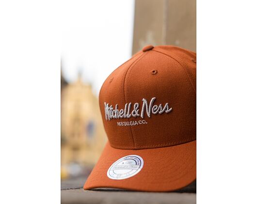 Kšiltovka Mitchell & Ness Pinscript High Crown 110 Burnt Orange / Silver Grey Snapback