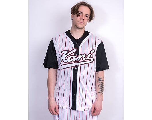 Dres Karl Kani KK Varsity Block Pinstripe Baseball Shirt 6035461 White