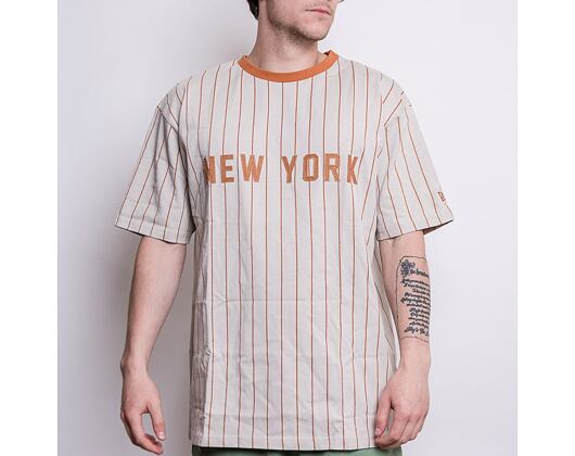 Triko New Era Oversized New York Pinstripe Tee Stone / Toffee