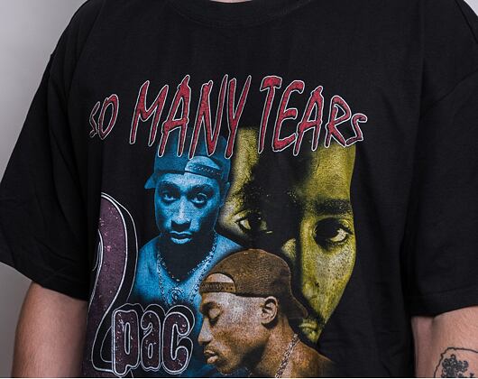 Triko Mister Tee Tupac So Many Tears Oversize Tee Black