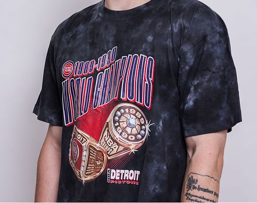 Triko Mitchell & Ness Champions Tie Dye Tee Detroit Pistons Black