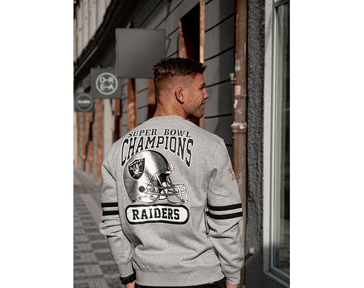 Mikina Mitchell & Ness All Over Print Fleece Crew Oakland Raiders Grey Heather