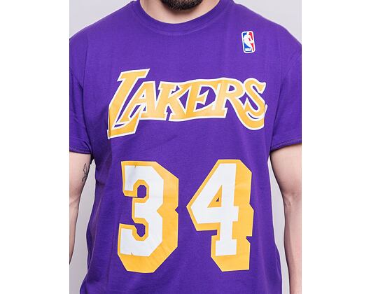 Triko Mitchell & Ness Los Angeles Lakers Shaquille O'Neal Name & Number Tee Purple