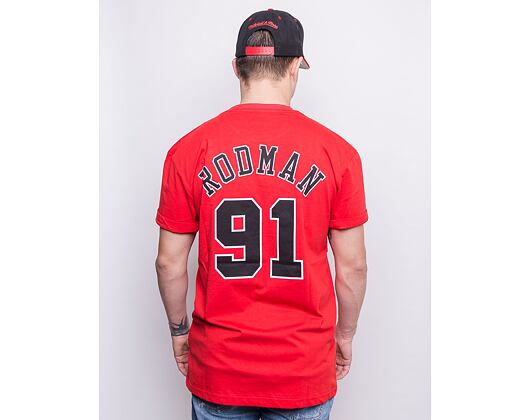 Triko Mitchell & Ness Chicago Bulls Dennis Rodman Name & Number Tee Red