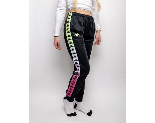 Dámské Tepláky Kappa 222 Banda Wrastoria Degrade Black - Fuxia - Lime