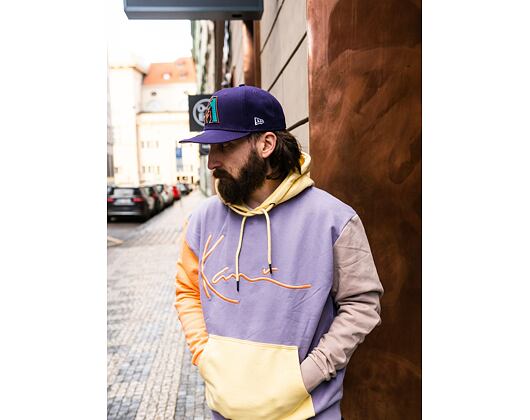 Mikina Karl Kani Signature Block Hoodie Lilac/Orange/Taupe