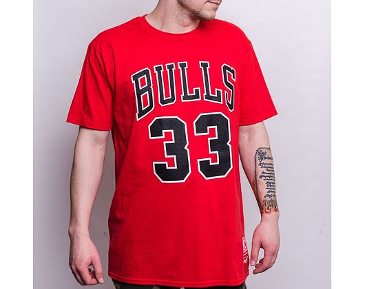 Triko Mitchell & Ness Last Dance Number 33 Tee Chicago Bulls Red