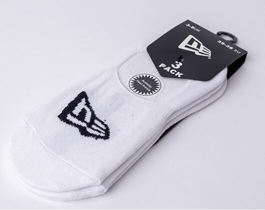 3 páry ponožek New Era Flag Invisible 3Pack White