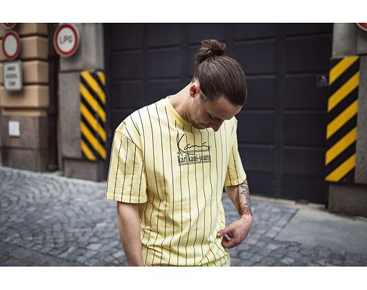 Triko Signature Karl Kani Jeans Washed Pinstripe Tee light yellow