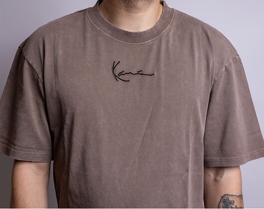 Triko Karl Kani Small Signature Destroyed Tee dark taupe