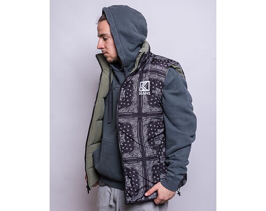 Vesta Karl Kani OG Reversible Paisley Puffer Vest black/military green