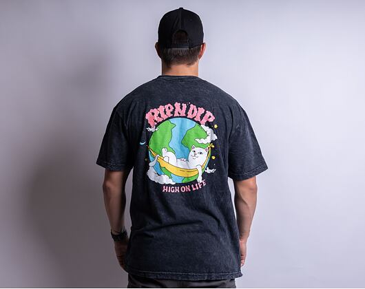 Triko Rip & Dip High On Life Tee Black Mineral Wash