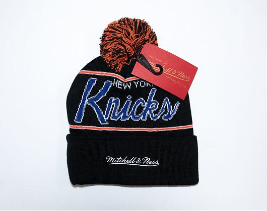 Kulich Mitchell & Ness SCRIPT POM BEANIE HWC New York Knicks Black