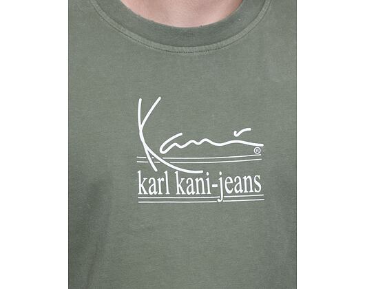 Triko Karl Kani Jeans Signature Washed Destroyed Tee military green