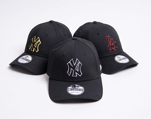 Kšiltovka New Era 9FORTY MLB Team Outline New York Yankees Black / Tropic Purple