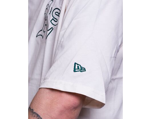 Triko New Era Heritage Back Print Oversized Tee Oakland Athletics Off White / Dark Green