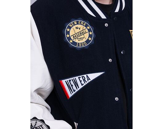Bunda New Era Heritage Patch Varsity Jacket Navy / Off White