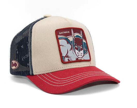 Kšiltovka Capslab Batman - Retro Batman Trucker Sand / Cardinal