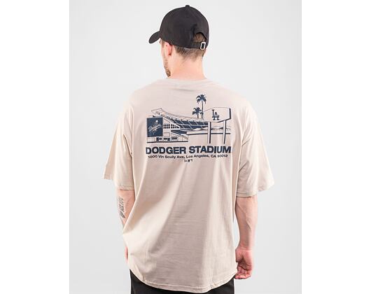 Triko New Era MLB Stadium Graphic Oversized Tee Los Angeles Dodgers Stone / Navy