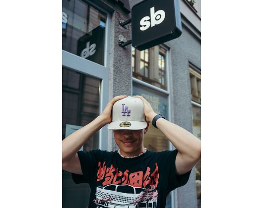 Kšiltovka New Era 59FIFTY MLB League Essential Los Angeles Dodgers Stone / Purple Nitro