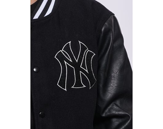 Bunda New Era MLB Large Logo Varsity New York Yankees Cooperstown Black / Off White
