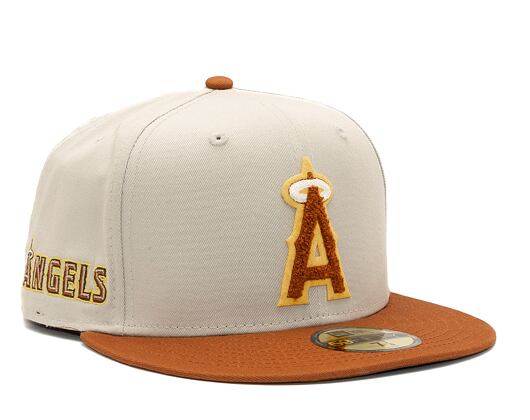 Kšiltovka New Era 59FIFTY MLB Boucle Anaheim Angels Stone / Caramel Brown / Pineapple