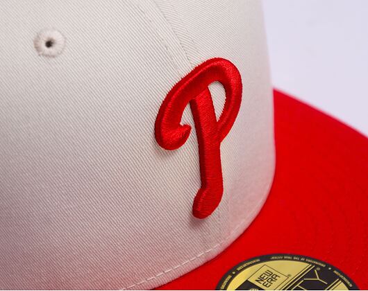 Kšiltovka New Era 59FIFTY MLB White Crown Philadelphia Phillies Cooperstown Off White / Red