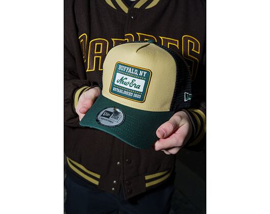 Kšiltovka New Era - Buffalo Patch Canvas 9FORTY Trucker - Vegas Gold / Dark Green
