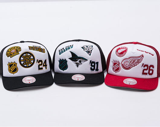 Kšiltovka Mitchell & Ness - Gridlock Trucker - Boston Bruins - White