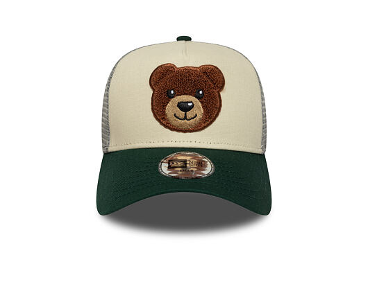 Dětská Kšiltovka New Era - Boucle Bear 9FORTY Trucker - Cream / Dark Green