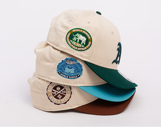 Kšiltovka New Era - MLB WS Patch Retro 9FORTY M-CROWN - Oakland Athletics - Cream / Dark Green