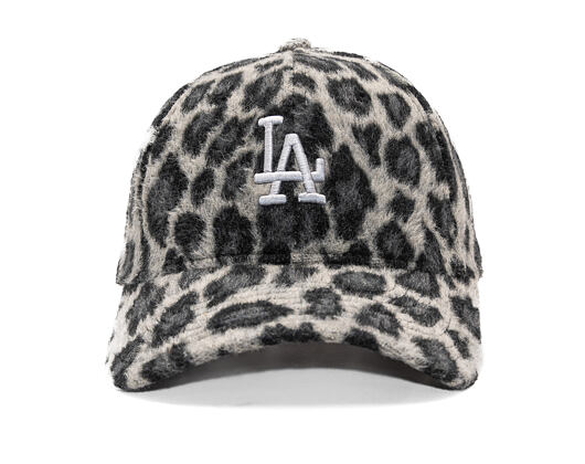 Dámská Kšiltovka New Era - MLB Cosy Animal - Snow Leopard Fleece 9FORTY - LA Dodgers - Grey / Black