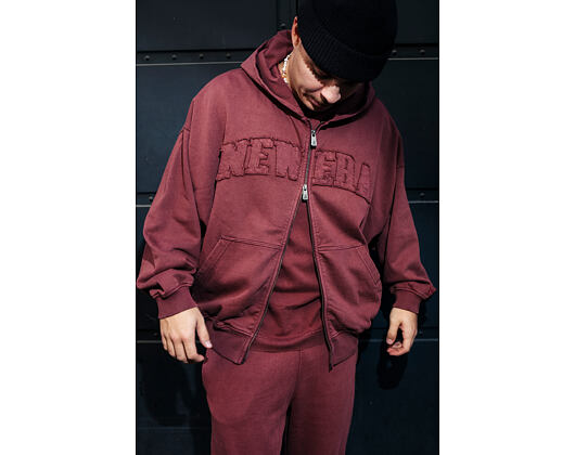 Mikina New Era - Branded Washed Full-Zip Hoody - Burgundy