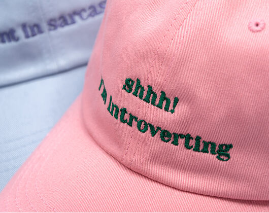 Kšiltovka 8by8 - Dadcap - "shhh! I'm introverting" - Baby Pink/Green