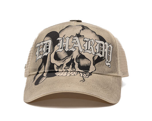 Kšiltovka Ed Hardy - Gothic Skull Tab 5 Panel Trucker Cap - Dove