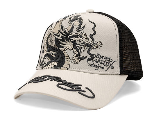 Kšiltovka Ed Hardy - Mono Giant Dragon Twill Front Mesh Trucker - White/Black