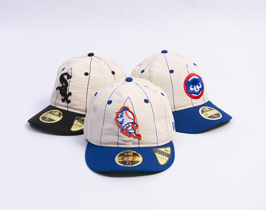 Kšiltovka New Era - MLB Retro Linen Pinstripe 59FIFTY Retro Crown - NY Mets - Mr. Met - Off White